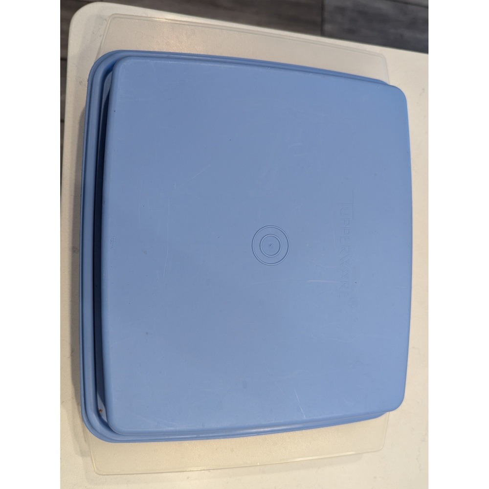 Tupperware Deviled Egg Carrier 16 Slot Blue Lid Clear Base Removable Trays 722-4